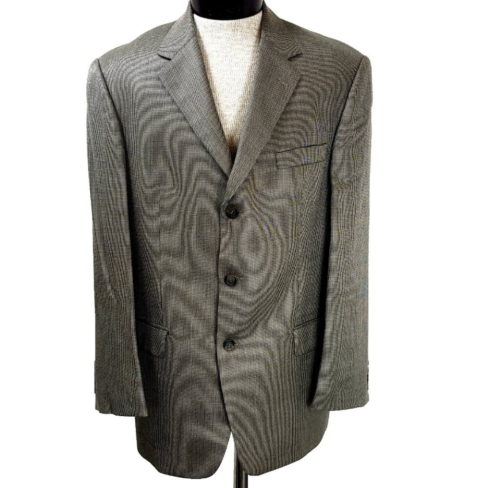 Andrew Fezza Men's Flannel Sport Coat Blazer Size 43R Silk Wool Tan Suit Jacket - Picture 2 of 12